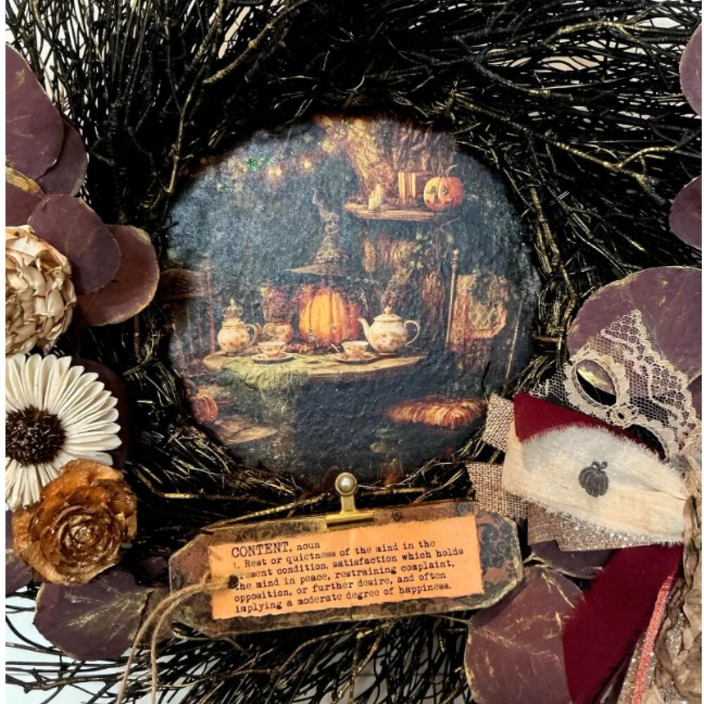 Autumn Vibes , Upcycled  shabby chic and Boho inspired Wreath